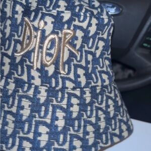 Dior Navy and Beige Patterned Hat